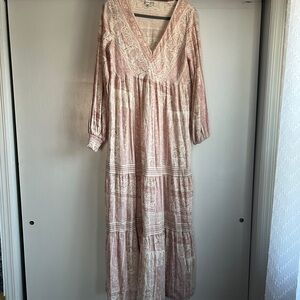 Wonderly Long Sleeve Blush Maxi Dress